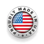 Silver badge with American flag