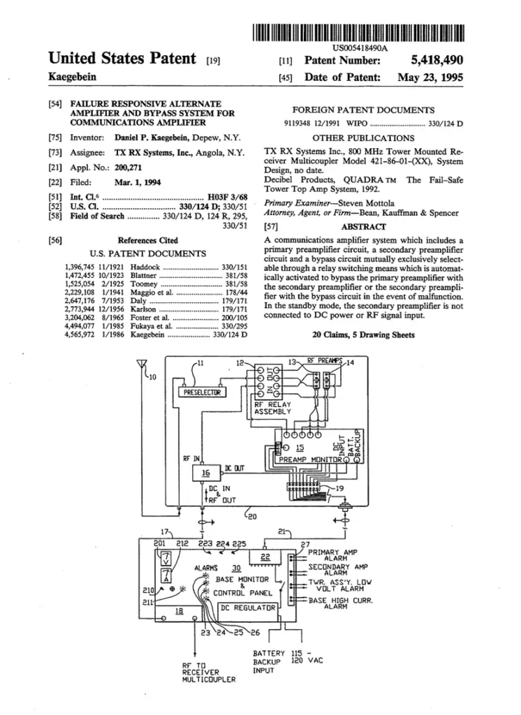 TX RX Systems Patent