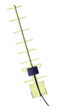 Yellow metal antenna with wires