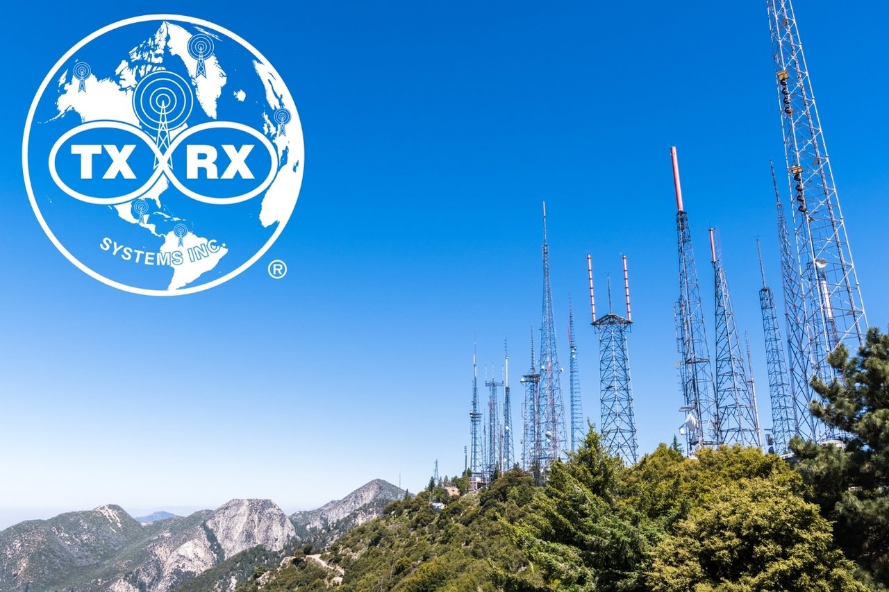Communication towers on a hilltop